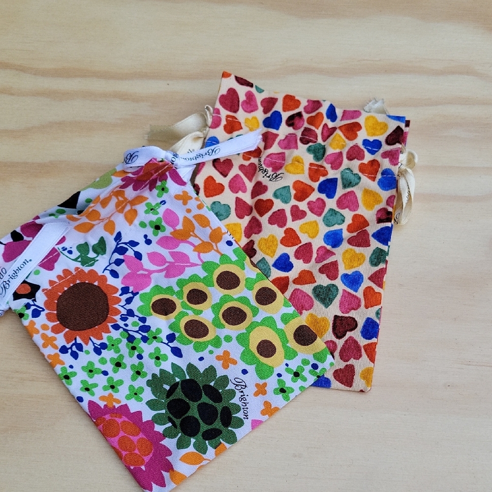Brighton Multicolor Floral and Heart Drawstring Bags